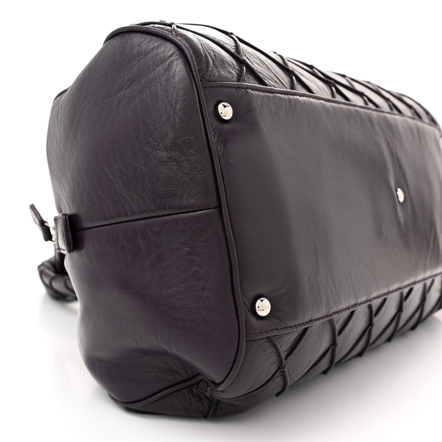 Lambskin Quilted Large Bowler Purple