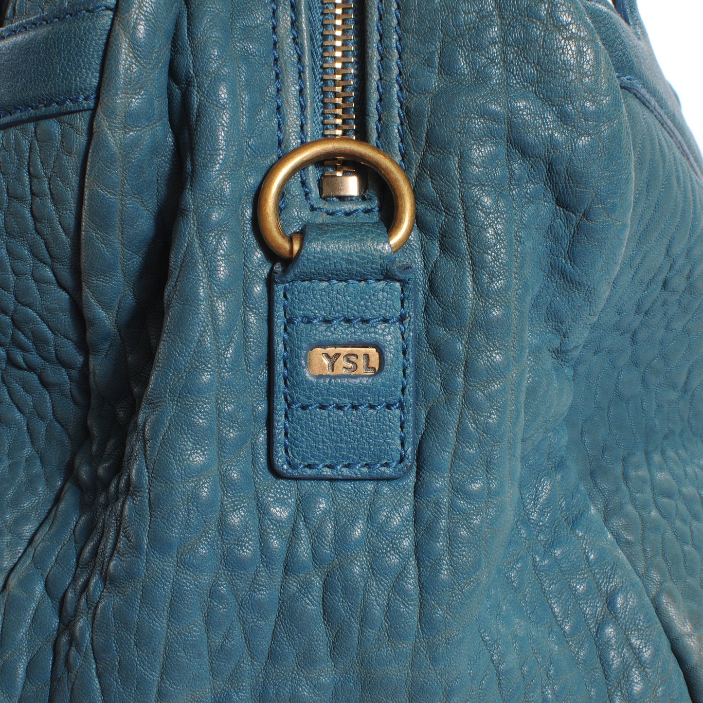 Pebbled Leather Sac Bowly Blue