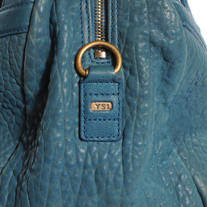 Saint Laurent Pebbled Leather Sac Bowly Blue 5 of 8