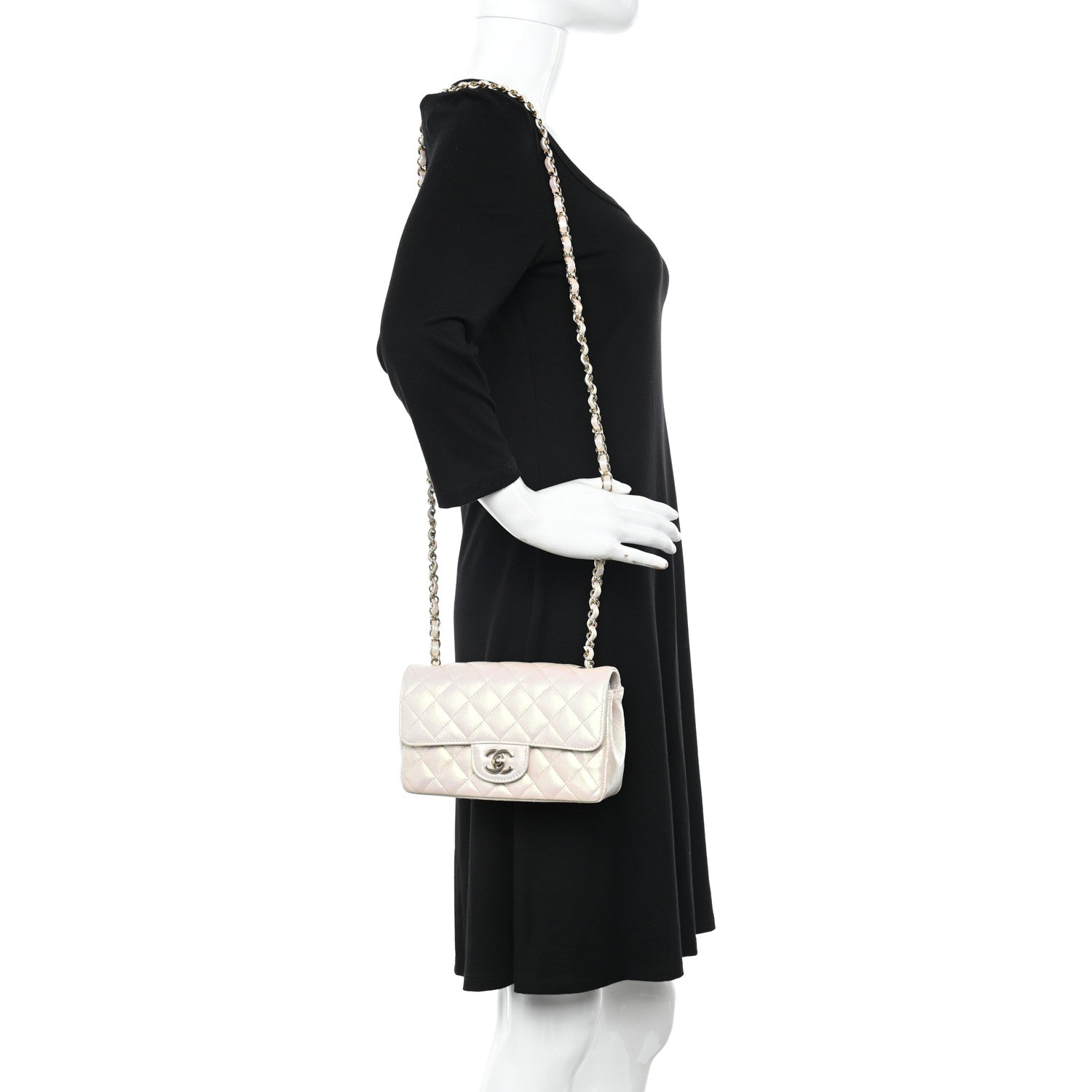 Chanel Iridescent Lambskin Quilted Mini Rectangular Flap Ivory 2 of 12