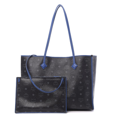MCM Metallic Visetos Medium Kira Shopper Tote Black Blue 1 of 17
