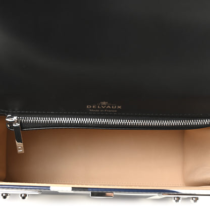 Delvaux Box Calfskin MM Tempete Satchel Navy Ivory Black 6 of 10