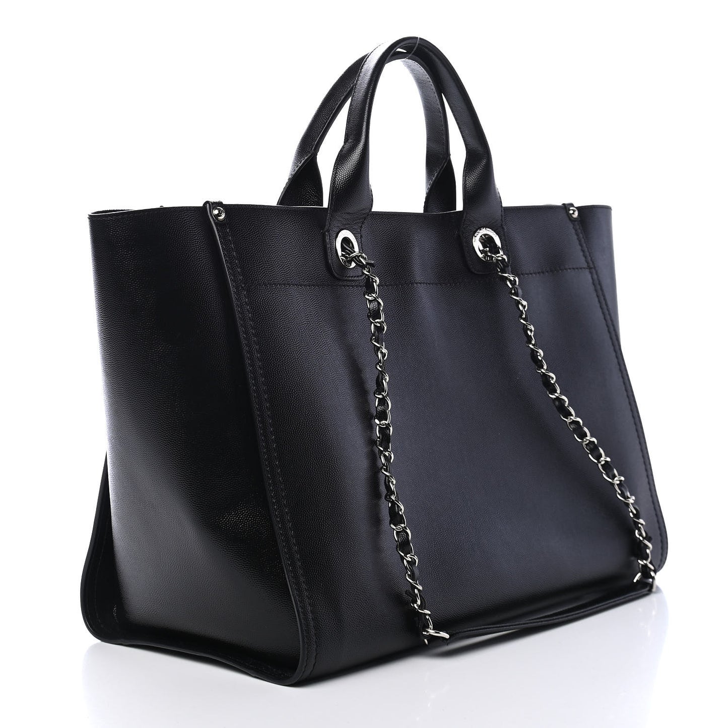 Caviar Medium Studded Deauville Tote Black