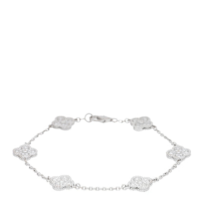 Van Cleef & Arpels 18K White Gold Diamond 6 Motifs Sweet Alhambra Bracelet 1 of 3