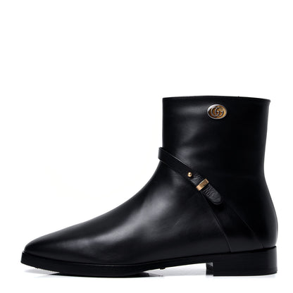 Gucci Calfskin Womens GG Ankle Boots 37 Black 1 of 6