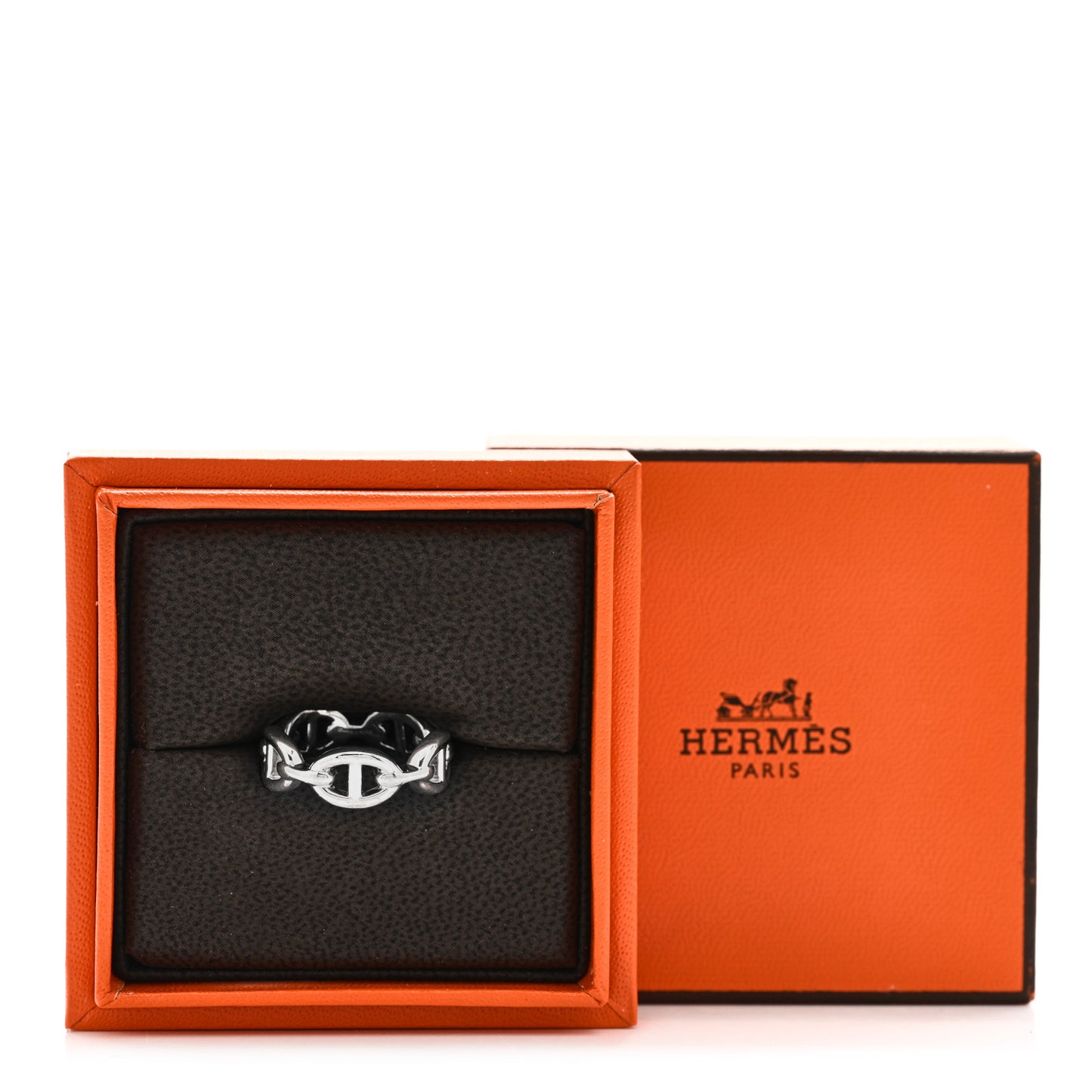 Sterling Silver PM Chaine d'Ancre Enchainee Band Ring 54 6.75
