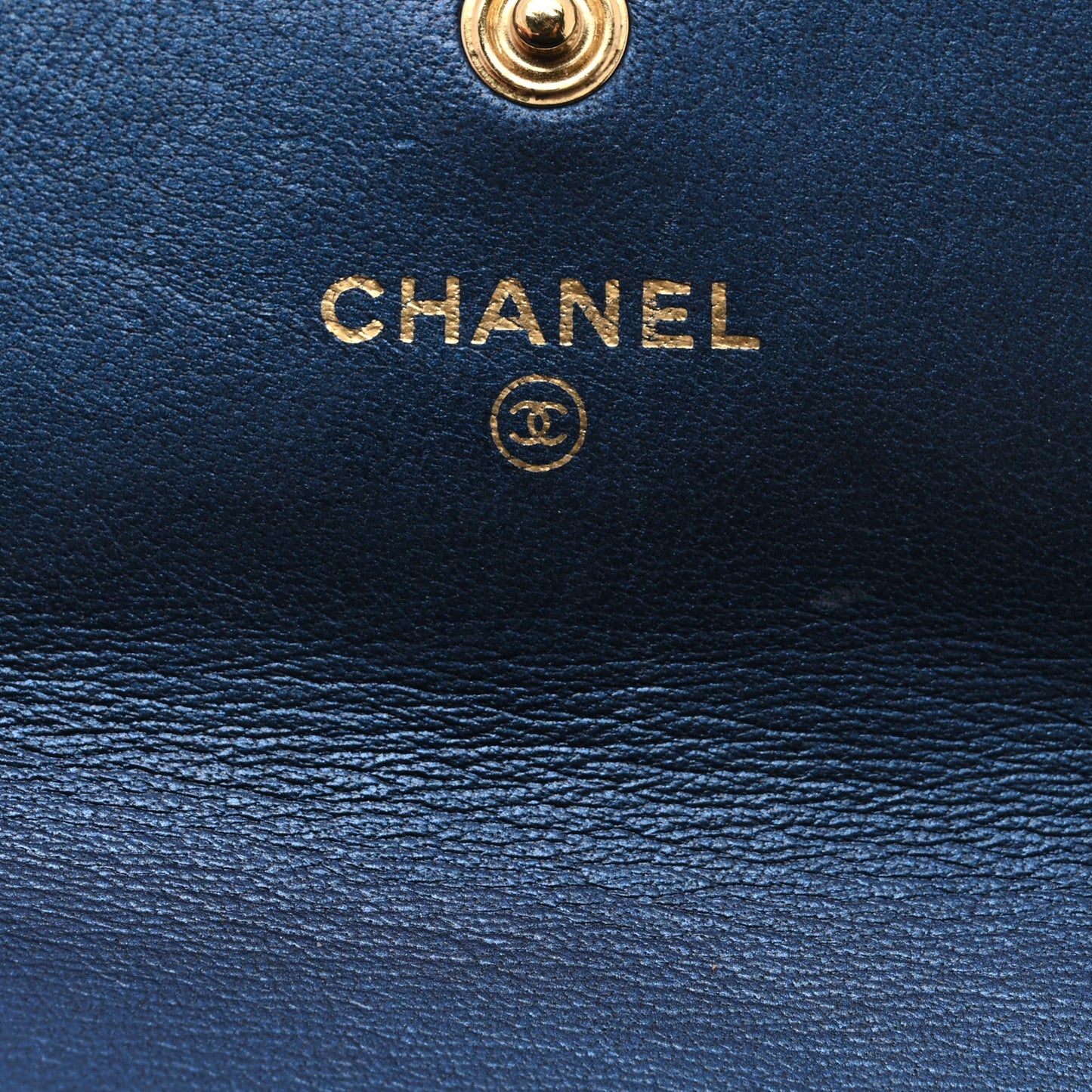 Metallic Lambskin Quilted Large Boy Gusset Flap Wallet Blue