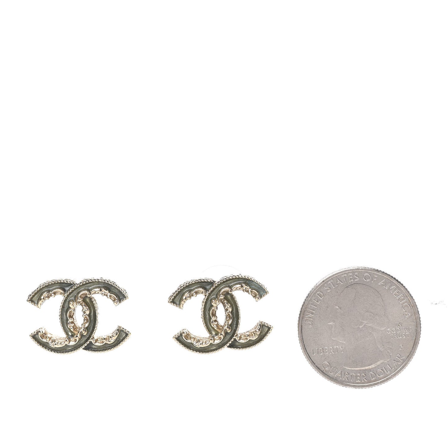 Enamel CC Baroque Earrings Light Gold