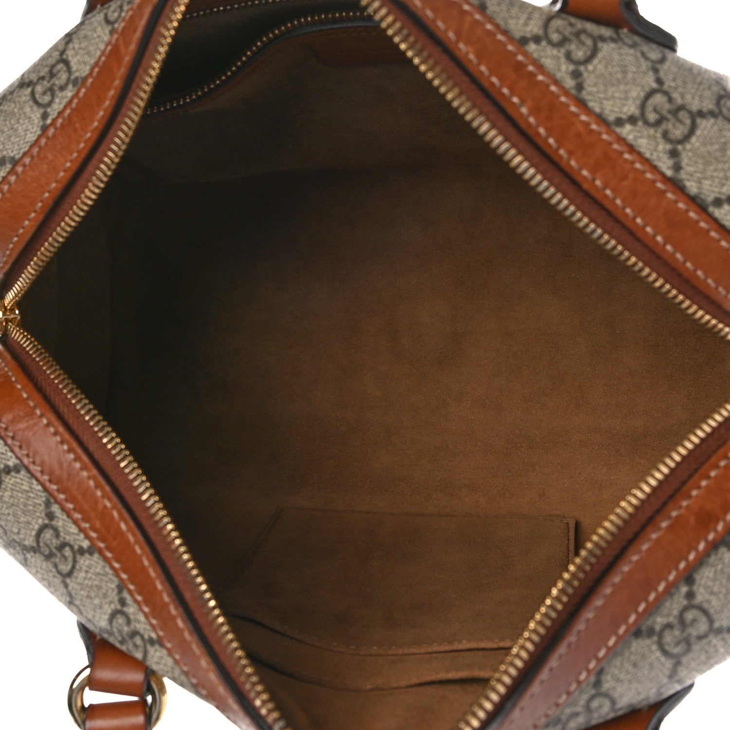 Gucci GG Supreme Monogram Cuoio Toscano Small Boston Beige Ebony Cuir 5 of 12