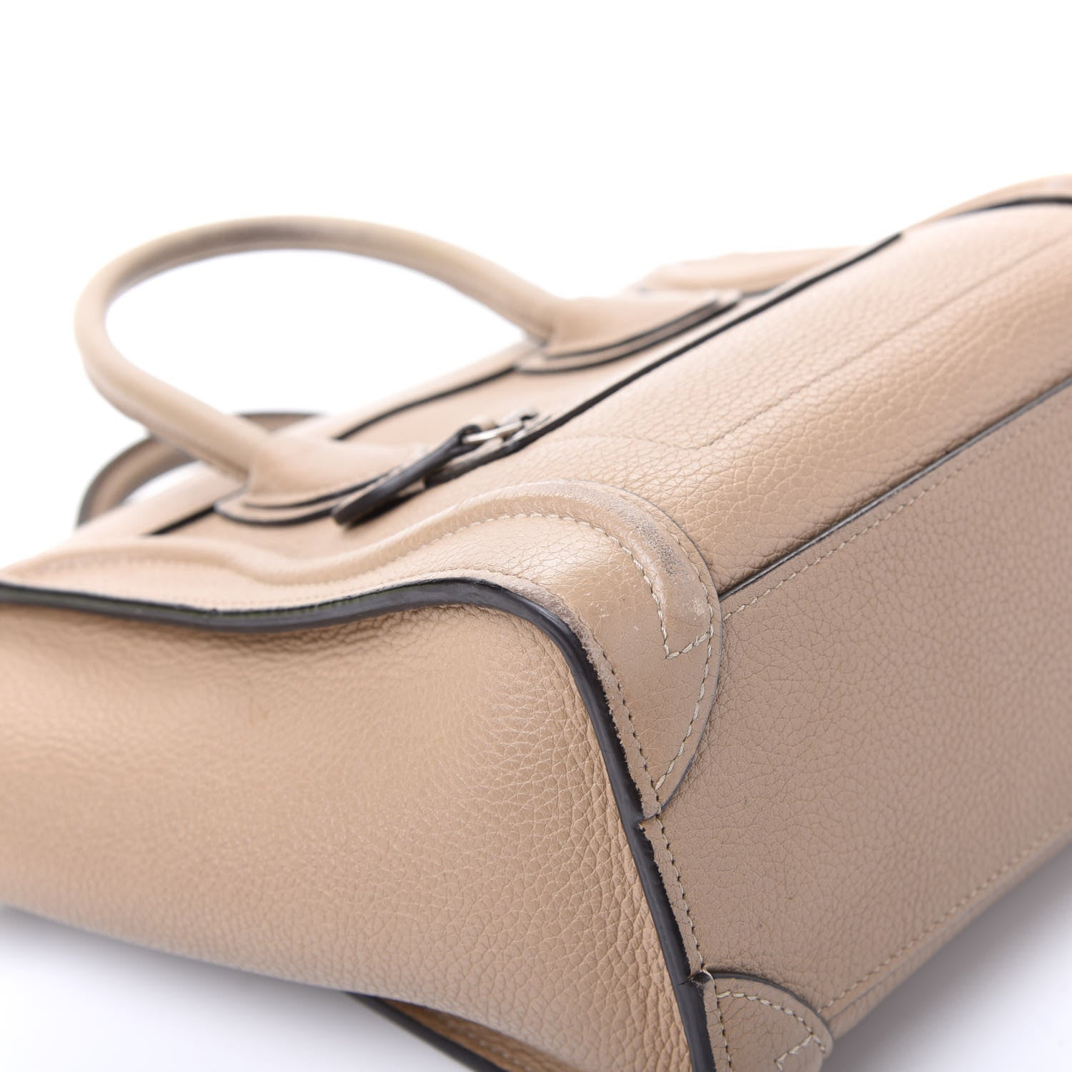 Celine Drummed Calfskin Nano Luggage Dune 5 of 12