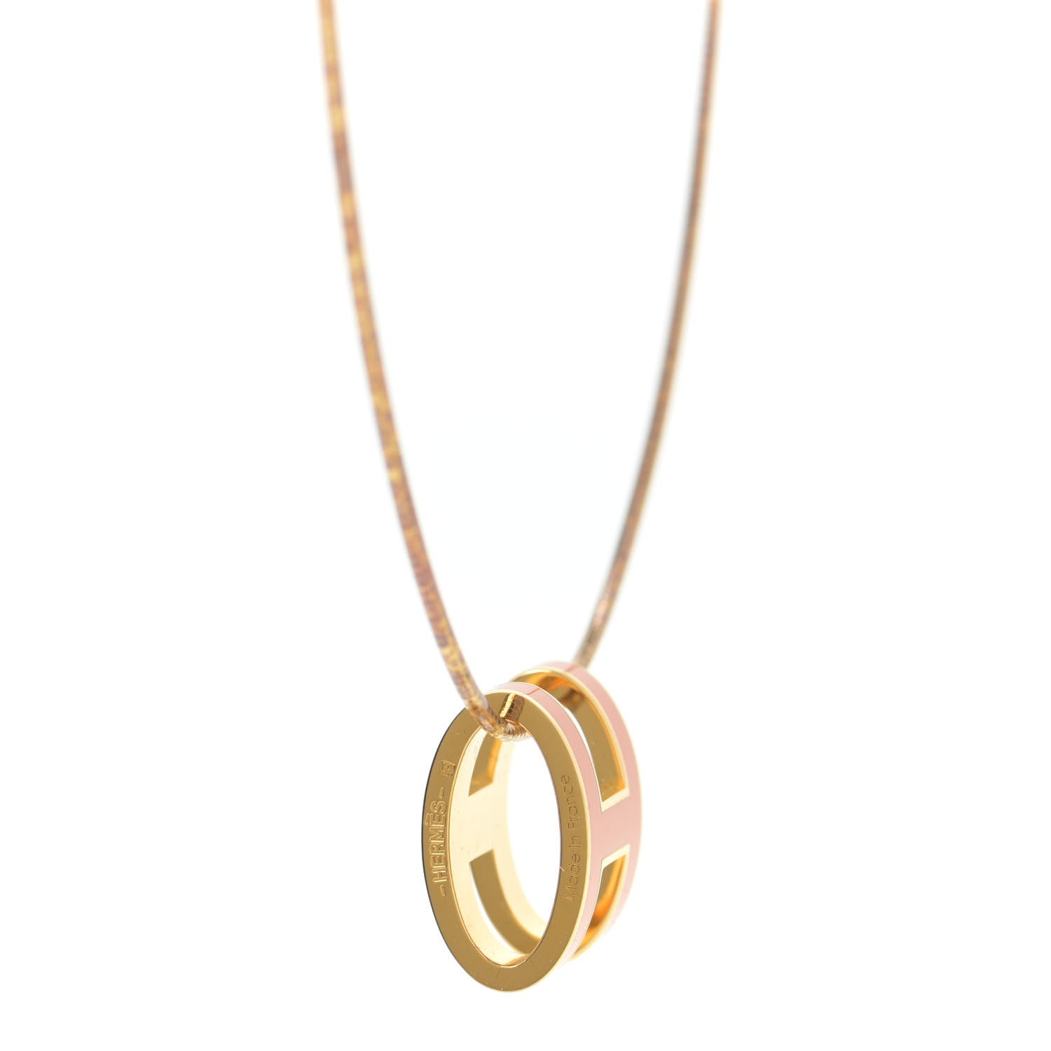 Hermes Lacquered Gold Pop H Pendant Necklace Orange 5 of 5