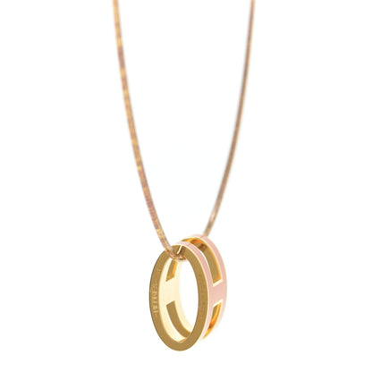 Hermes Lacquered Gold Pop H Pendant Necklace Orange 5 of 5