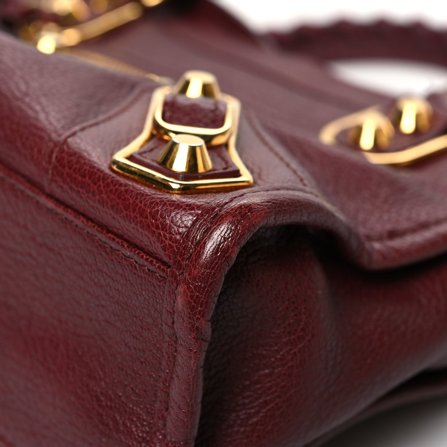 Chevre Gold Metallic Edge Hardware Mini City Bordeaux