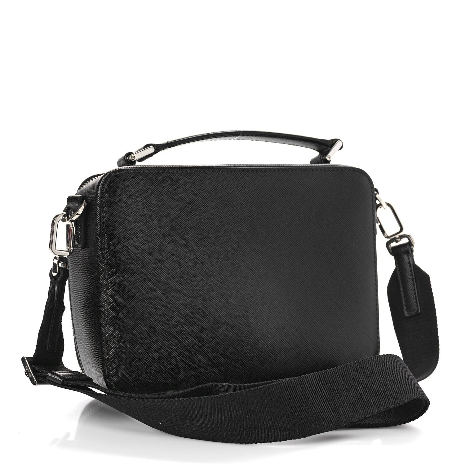 Prada Saffiano Travel Medium Brique Crossbody Bag Black 3 of 8