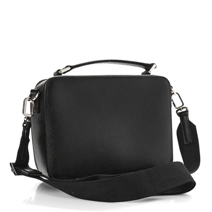 Prada Saffiano Travel Medium Brique Crossbody Bag Black 3 of 8