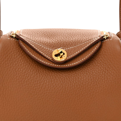 Hermes Taurillon Clemence Mini Lindy 20 Gold 8 of 13