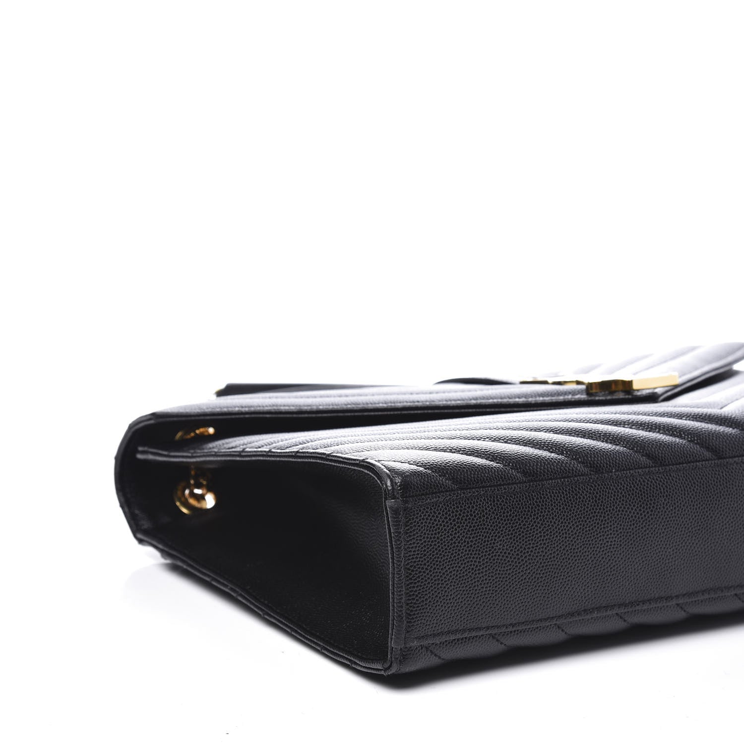 Saint Laurent Grain De Poudre Matelasse Chevron Large Monogram Satchel Black 5 of 9