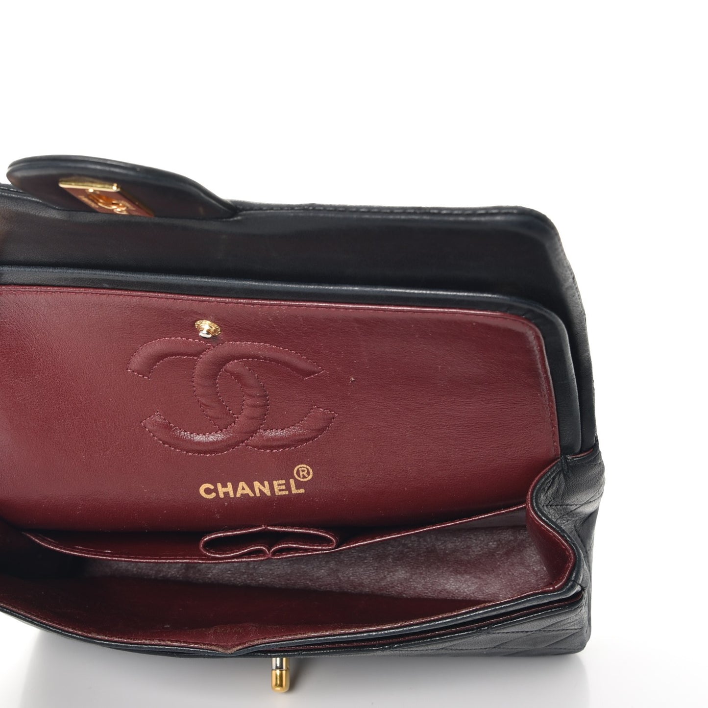 Lambskin Quilted Small Double Flap Navy