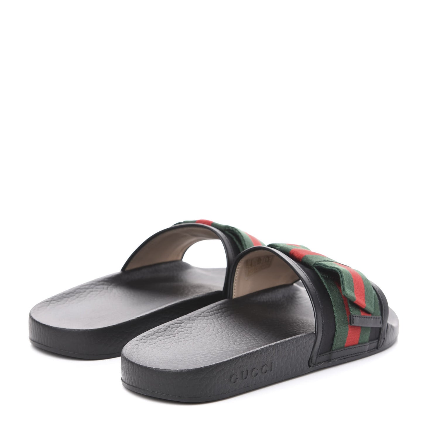 Satin Web Bow Slide Sandals 41 Black