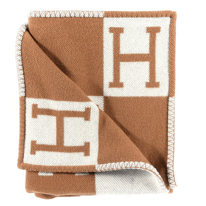 Hermes Wool Cashmere Avalon Blanket Ecru Camel 6 of 9