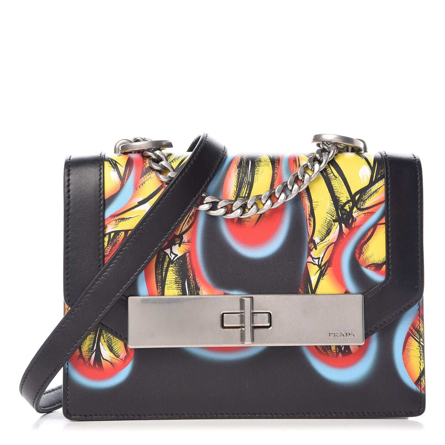City Calfskin Severine Banana Print Flap Giallo Black