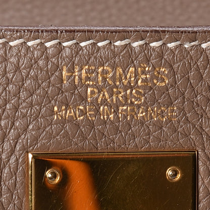 Hermes Taurillon Clemence Kelly Retourne 35 Etoupe 9 of 22