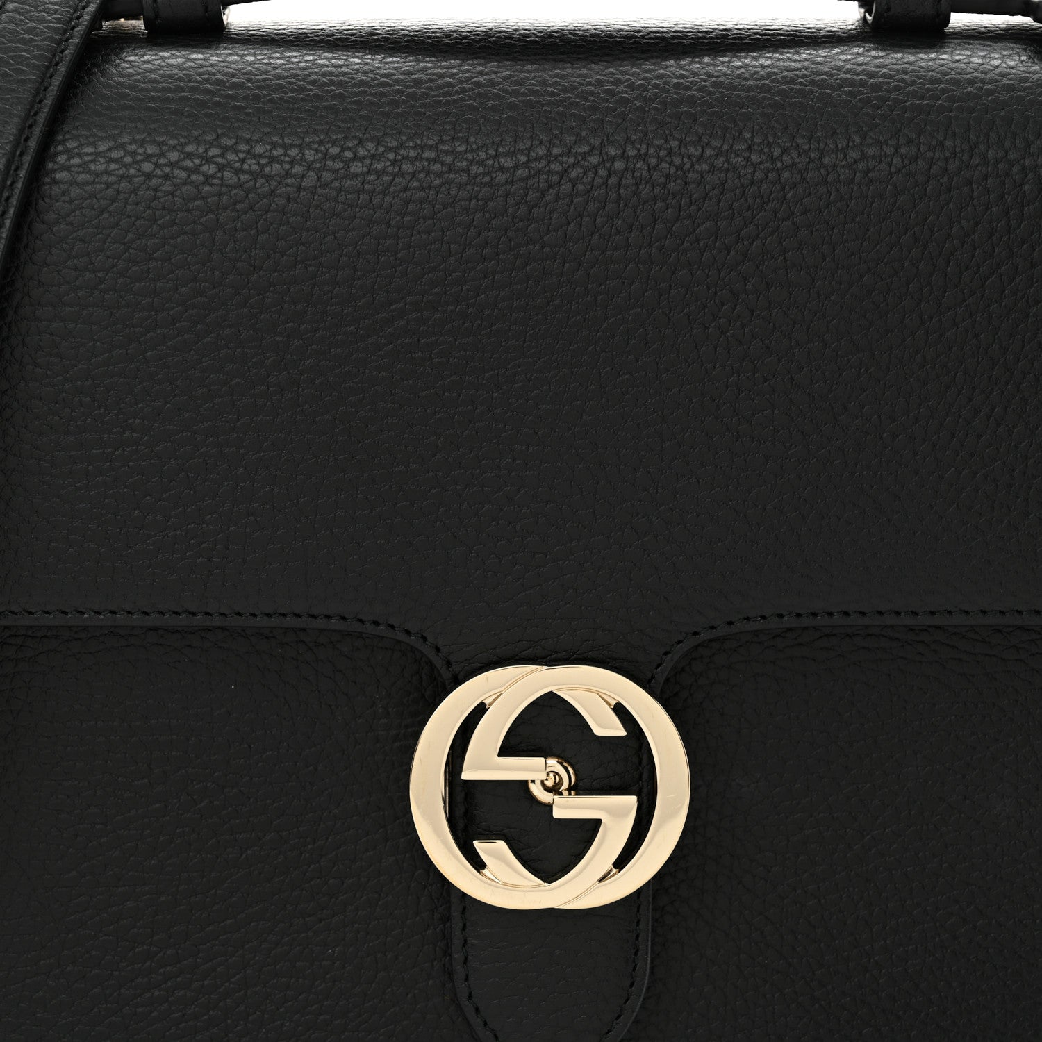 Gucci Dollar Calfskin Medium Interlocking G Top Handle Shoulder Bag Black 8 of 12