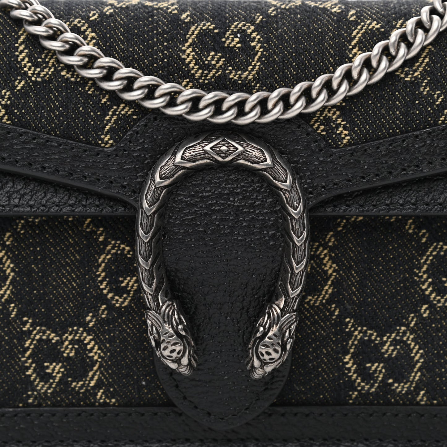 Jacquard Black Denim GG Monogram Super Mini Dionysus Shoulder Bag Black Ivory