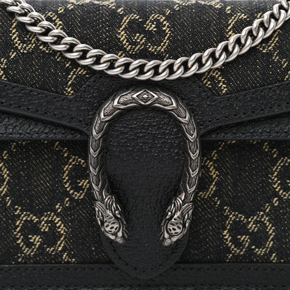 Gucci Jacquard Black Denim GG Monogram Super Mini Dionysus Shoulder Bag Black Ivory 7 of 10