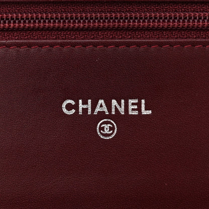 Chanel Patent Quilted Brilliant Wallet On Chain WOC Dark Burgundy 6 of 12