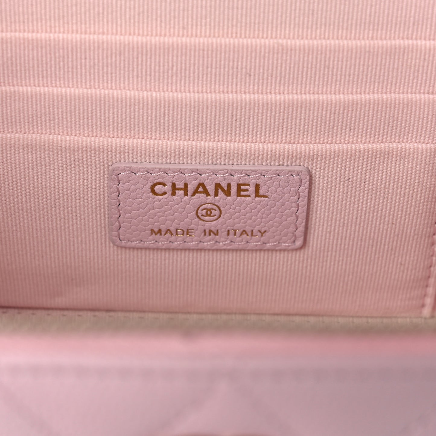 Caviar Quilted Small Tiny CC Vanity Case With Chain Light Pink