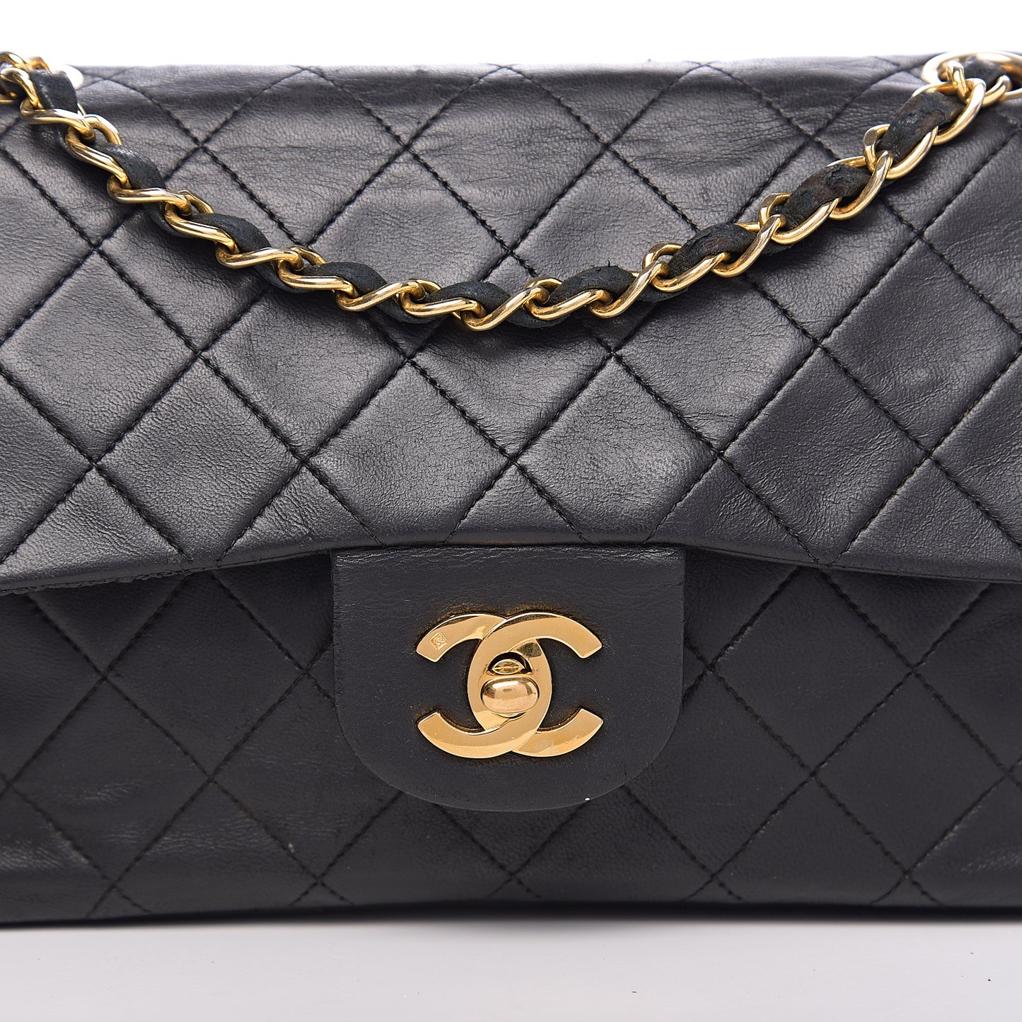 Lambskin Quilted Small Double Flap Black