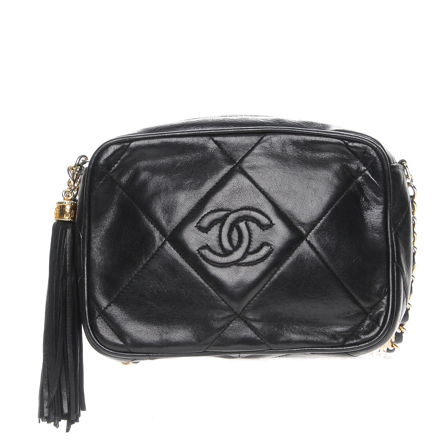 Chanel Lambskin Quilted Tassel Camera Case Black 1 of 15