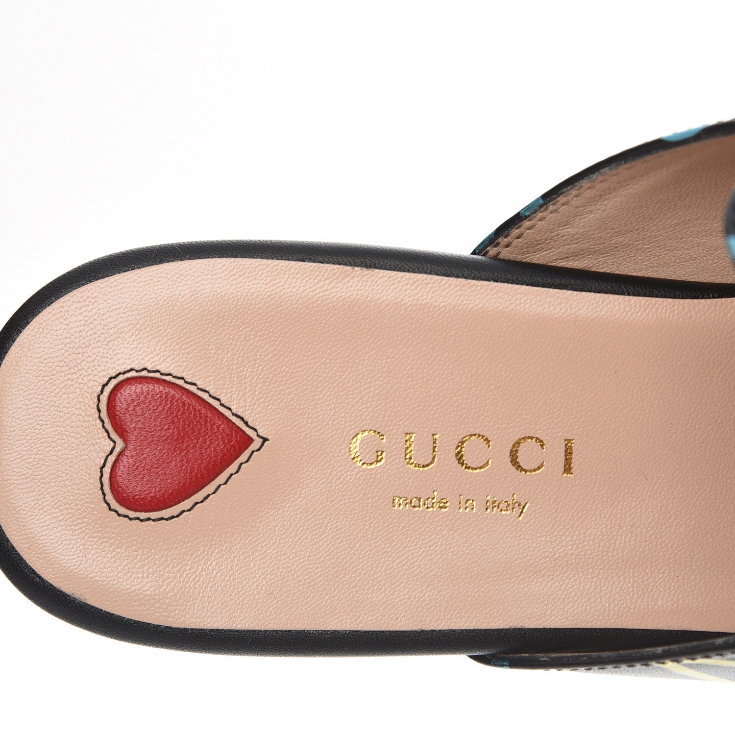 Gucci Calfskin GucciGhost Print Womens Princetown Slippers 37 Black New Acquamarine 8 of 9