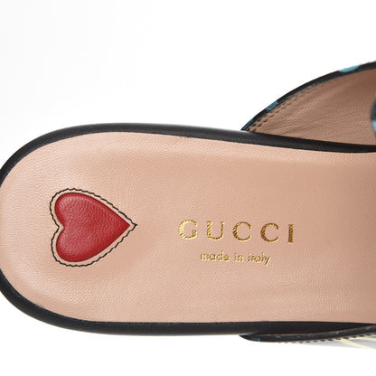 Gucci Calfskin GucciGhost Print Womens Princetown Slippers 37 Black New Acquamarine 8 of 9