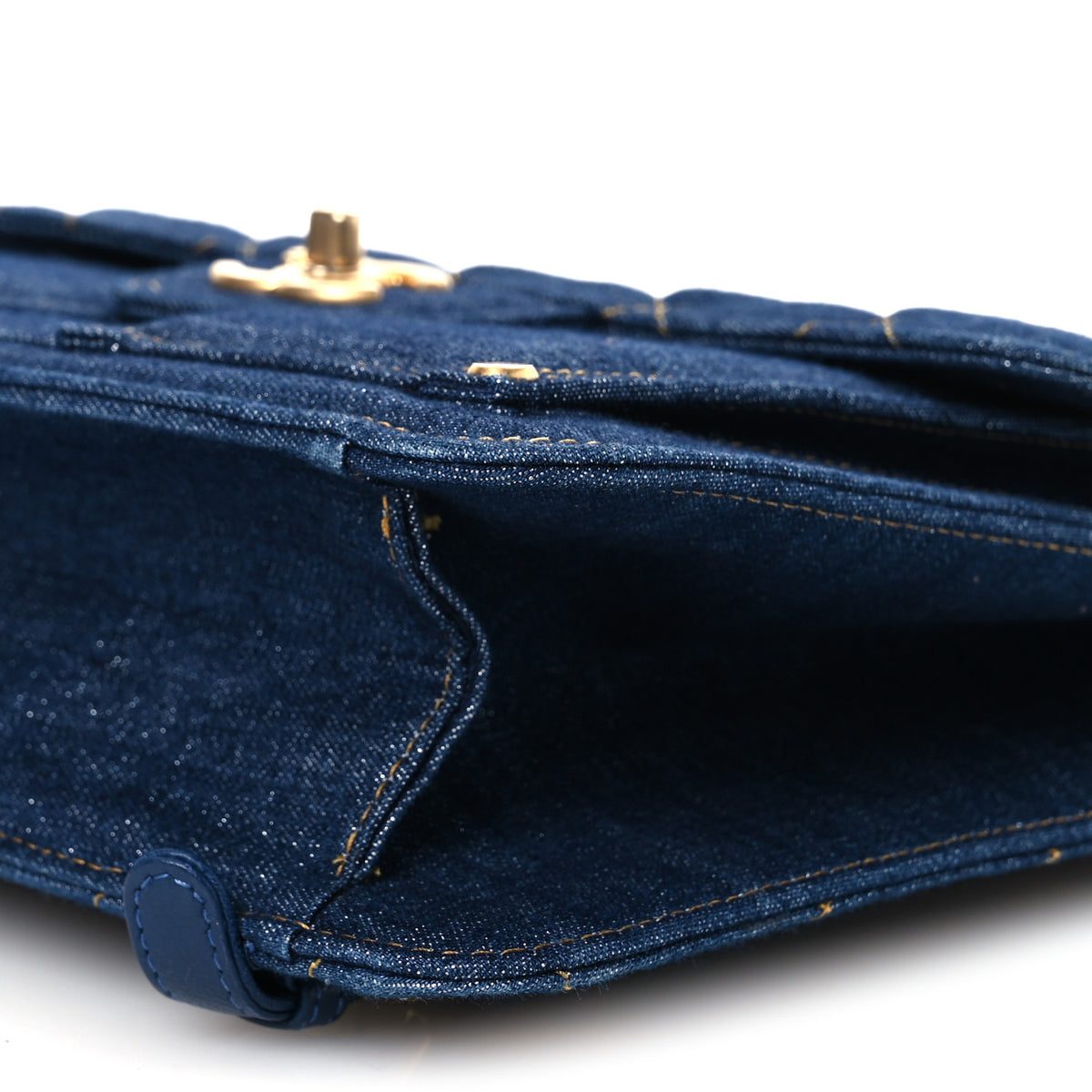 Denim Quilted Double You Backpack Blue Golden