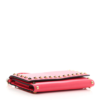 Valentino Garavani Vitello Rockstud Wallet On Strap Deep Rose 4 of 11