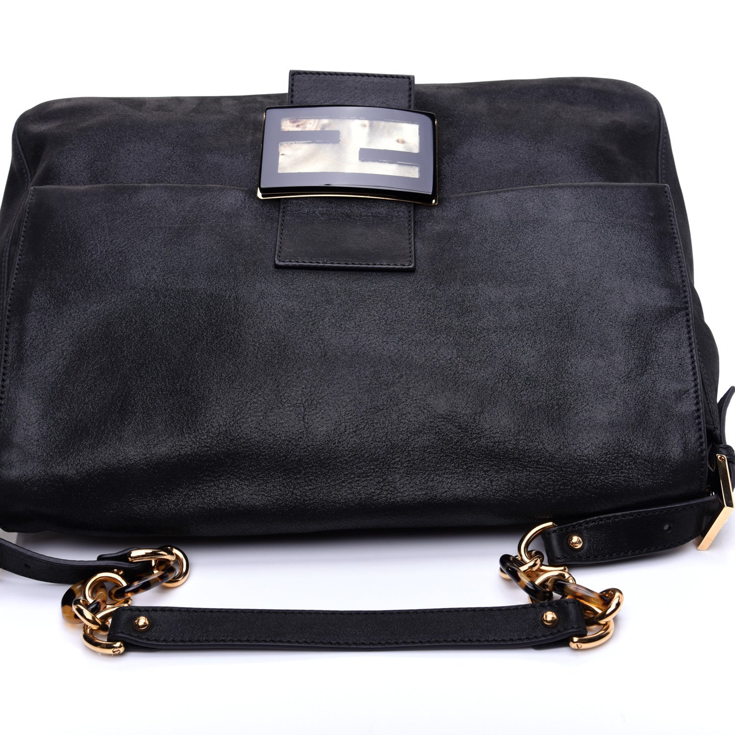 Fendi Vitello Savana Big Mama Baguette Black Tartaruga Natural 11 of 13