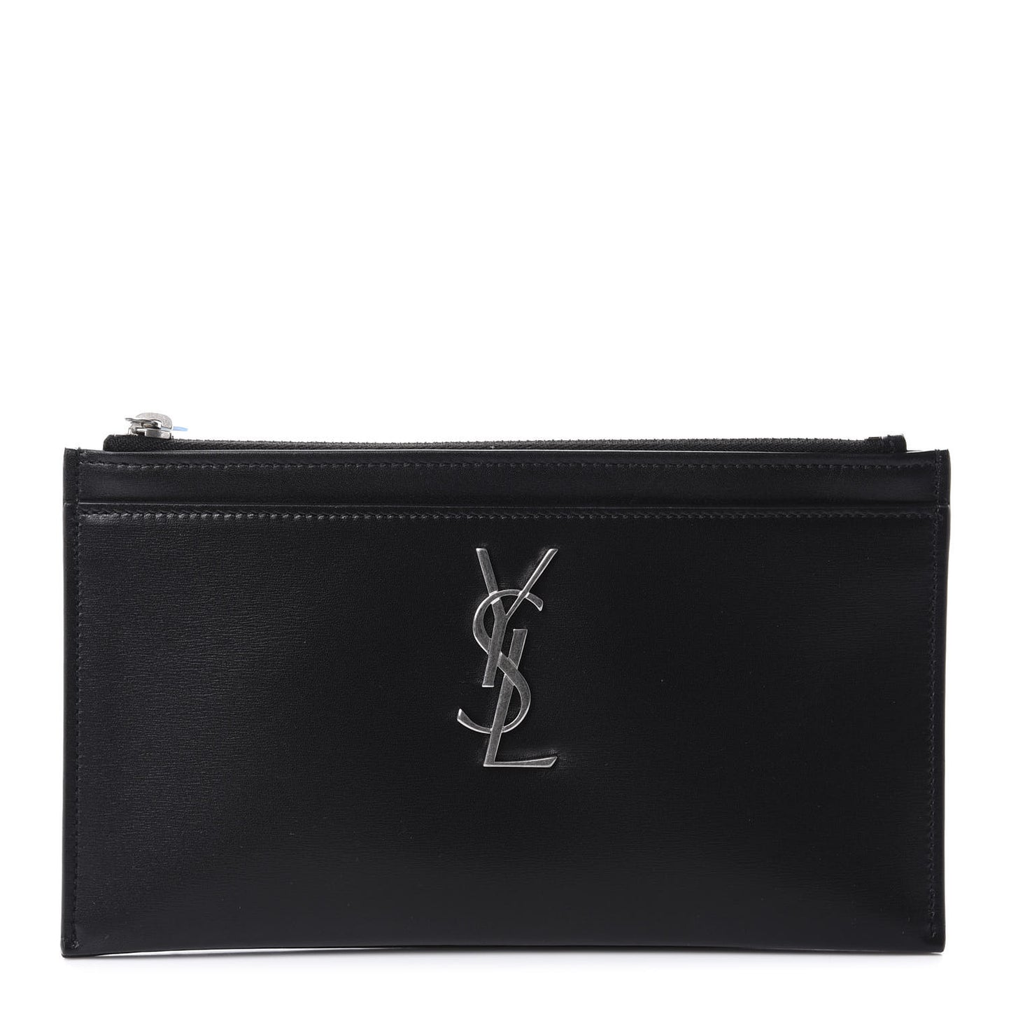 Smooth Calfskin Monogram Zip Bill Pouch Black