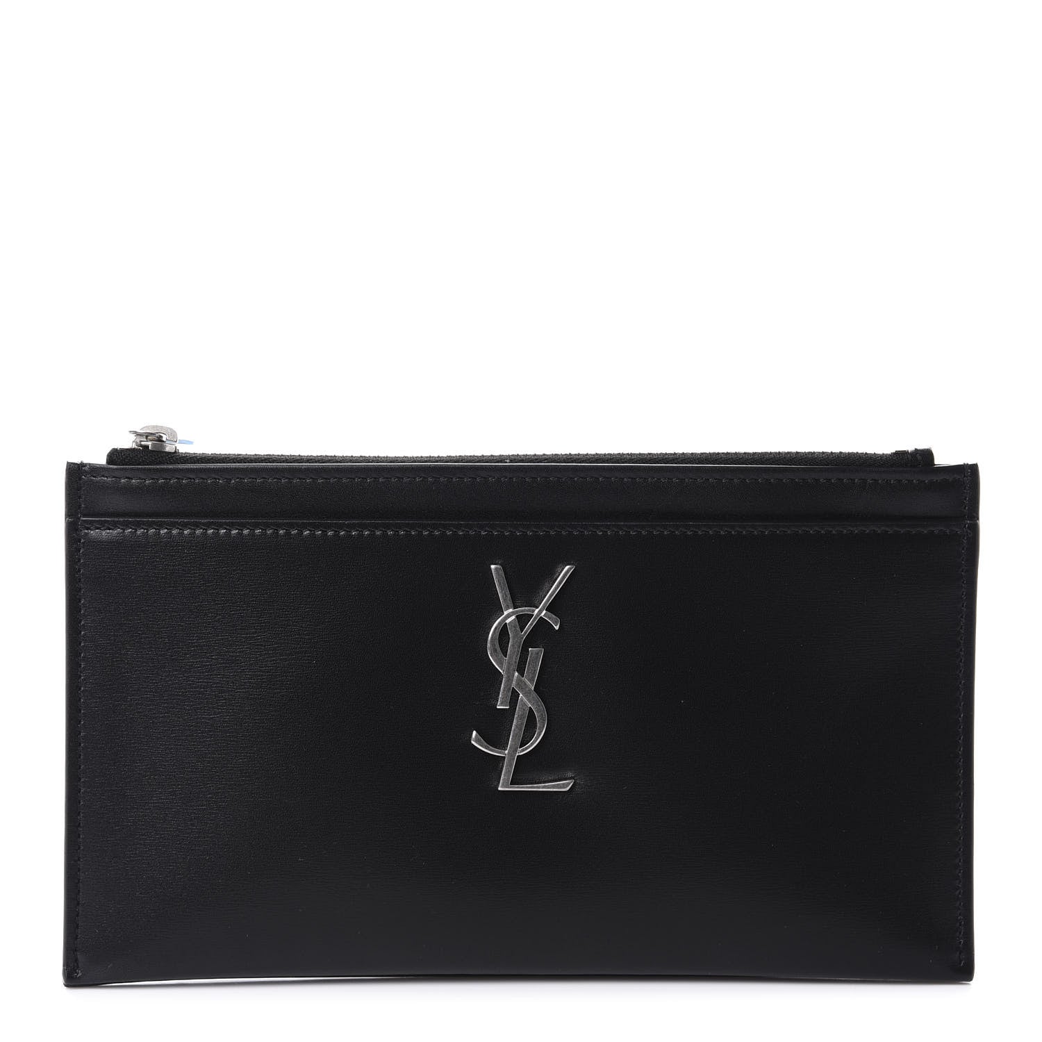 Saint Laurent Smooth Calfskin Monogram Zip Bill Pouch Black 1 of 8