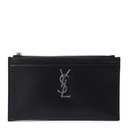 Saint Laurent Smooth Calfskin Monogram Zip Bill Pouch Black 1 of 8