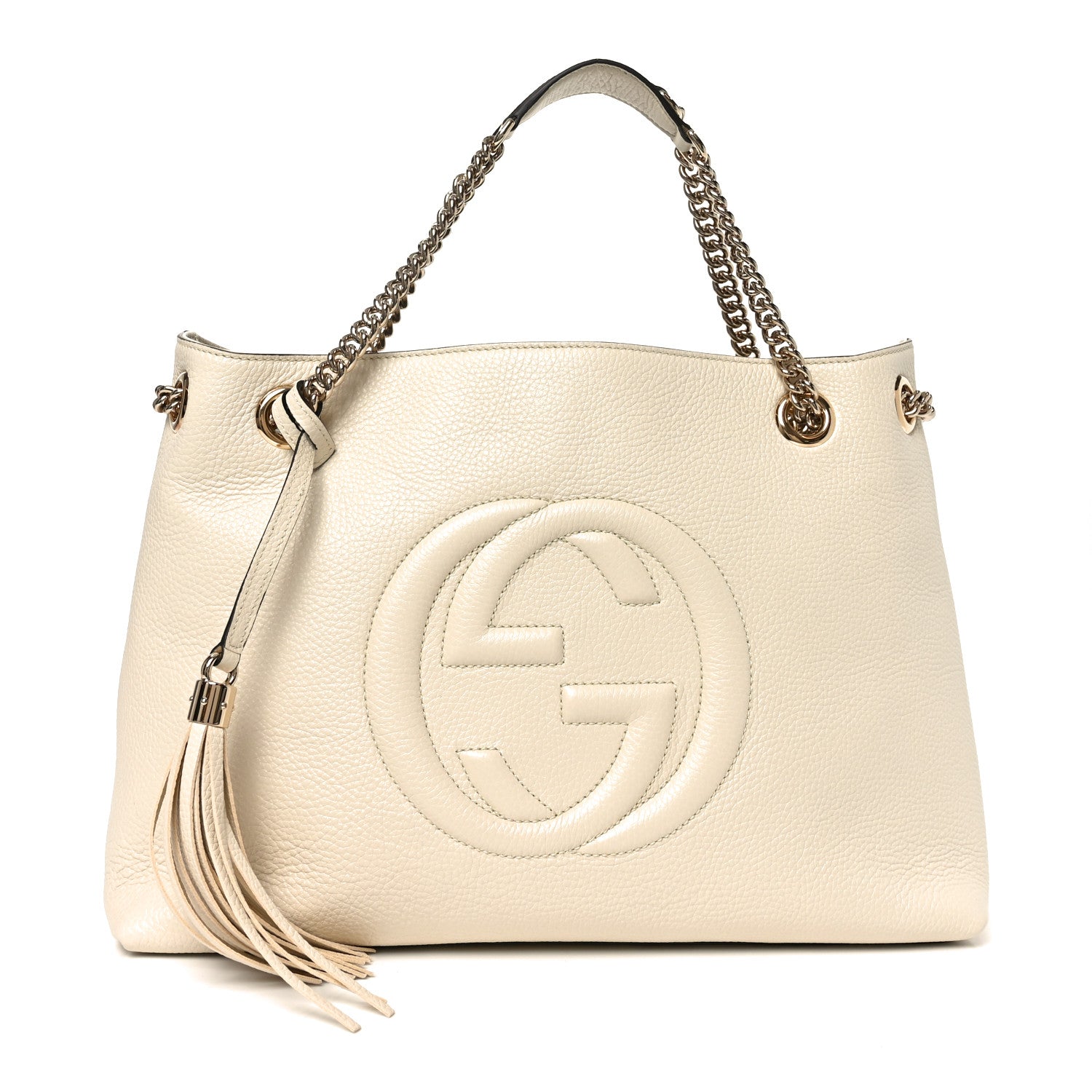 Gucci Pebbled Calfskin Medium Soho Chain Shoulder Bag Off White 1 of 10