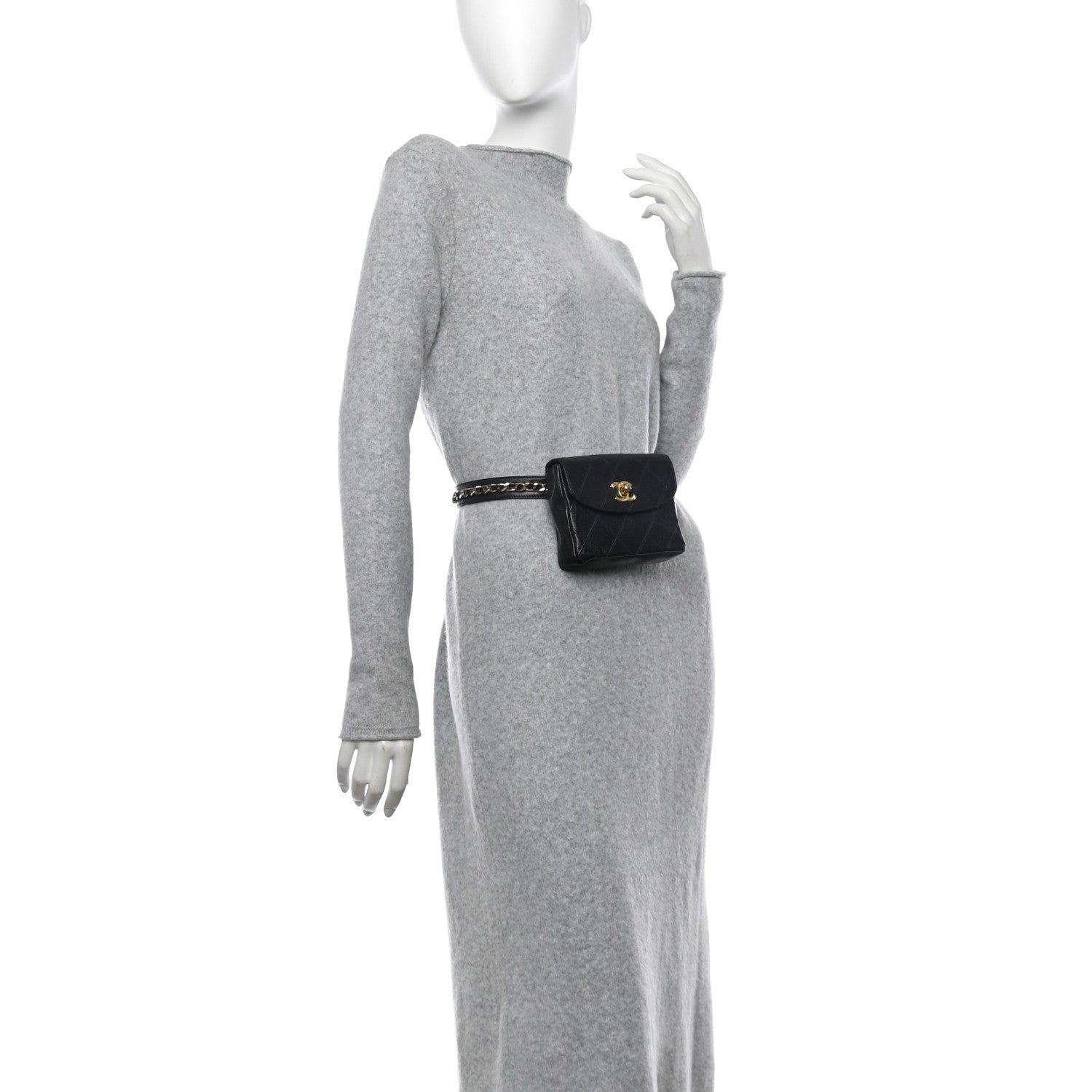 Chanel Calfskin Quilted Flap Waist Belt Bag 85 34 Black 2 of 11