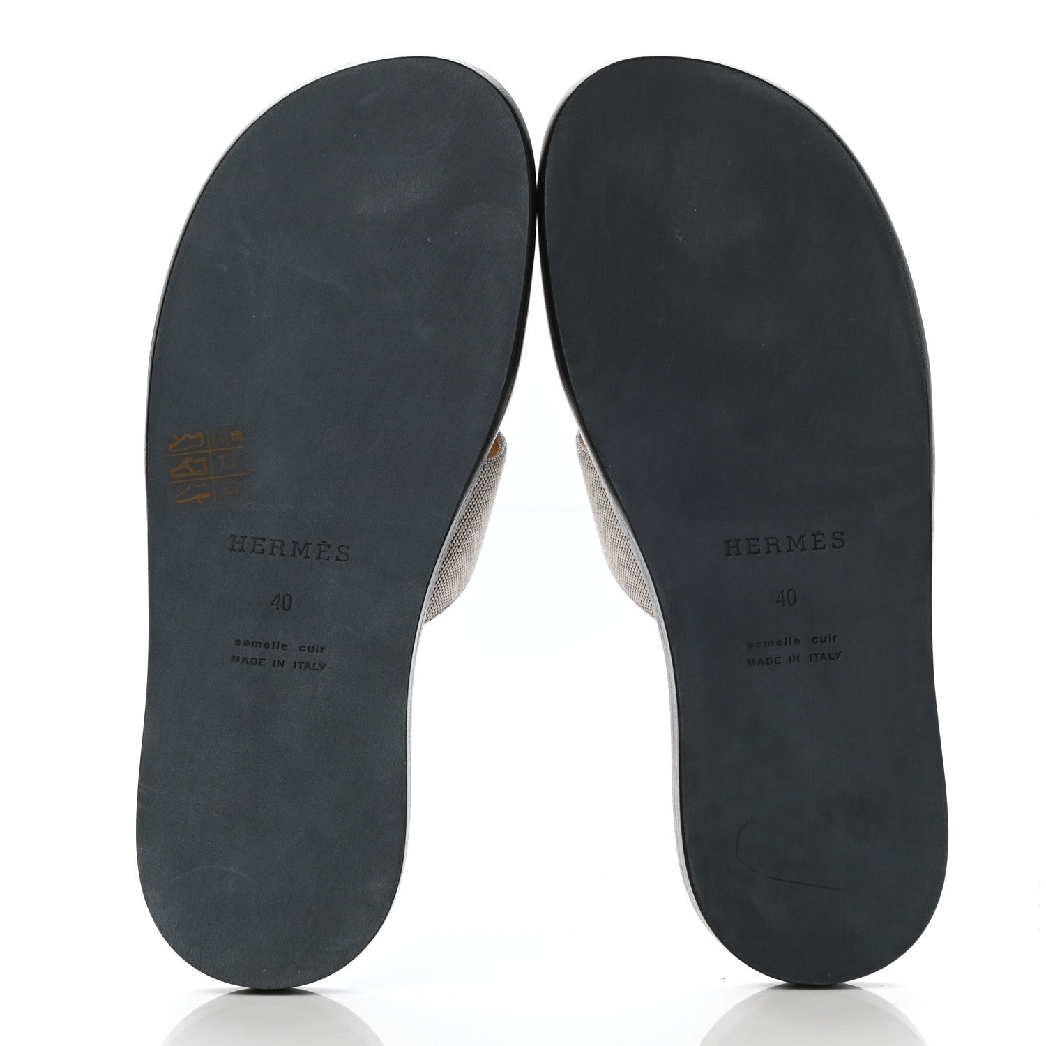 Hermes Canvas Calfskin Mens Izmir Sandals 40 Black Prunoir 5 of 8