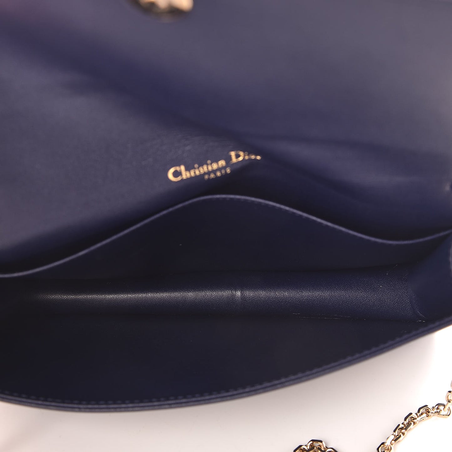 Lambskin Cannage Lady Dior Convertible Clutch Navy Blue