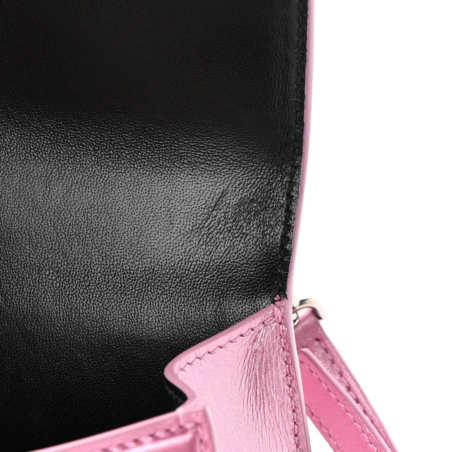Metallic Shiny Calfskin Hourglass Top Handle Bag XS Pink