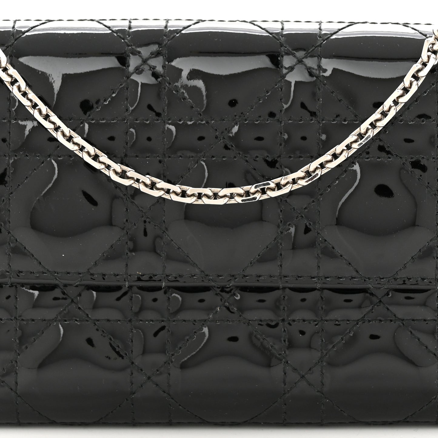 Patent Cannage Lady Dior Convertible Clutch Black
