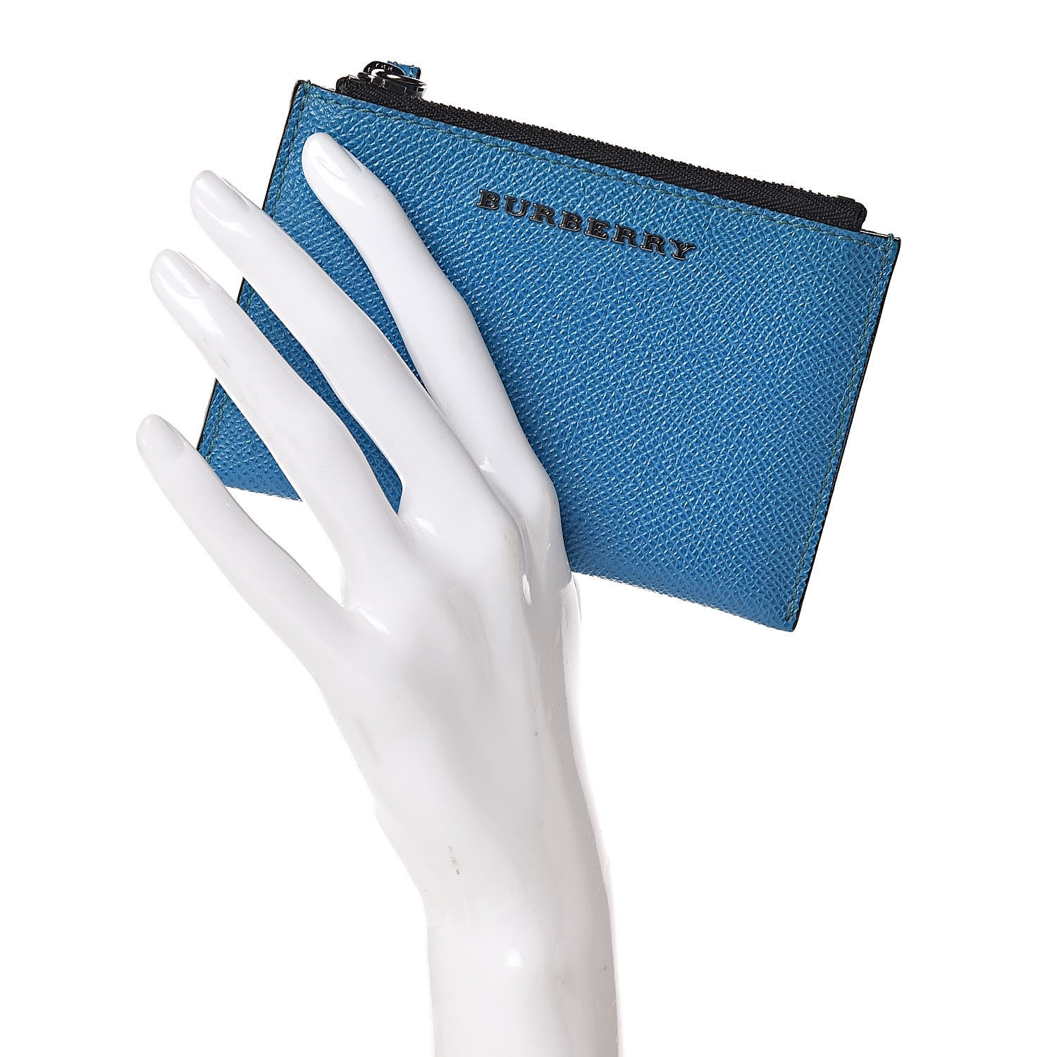 Burberry Grainy Calfskin Zip Card Case Blue 2 of 7
