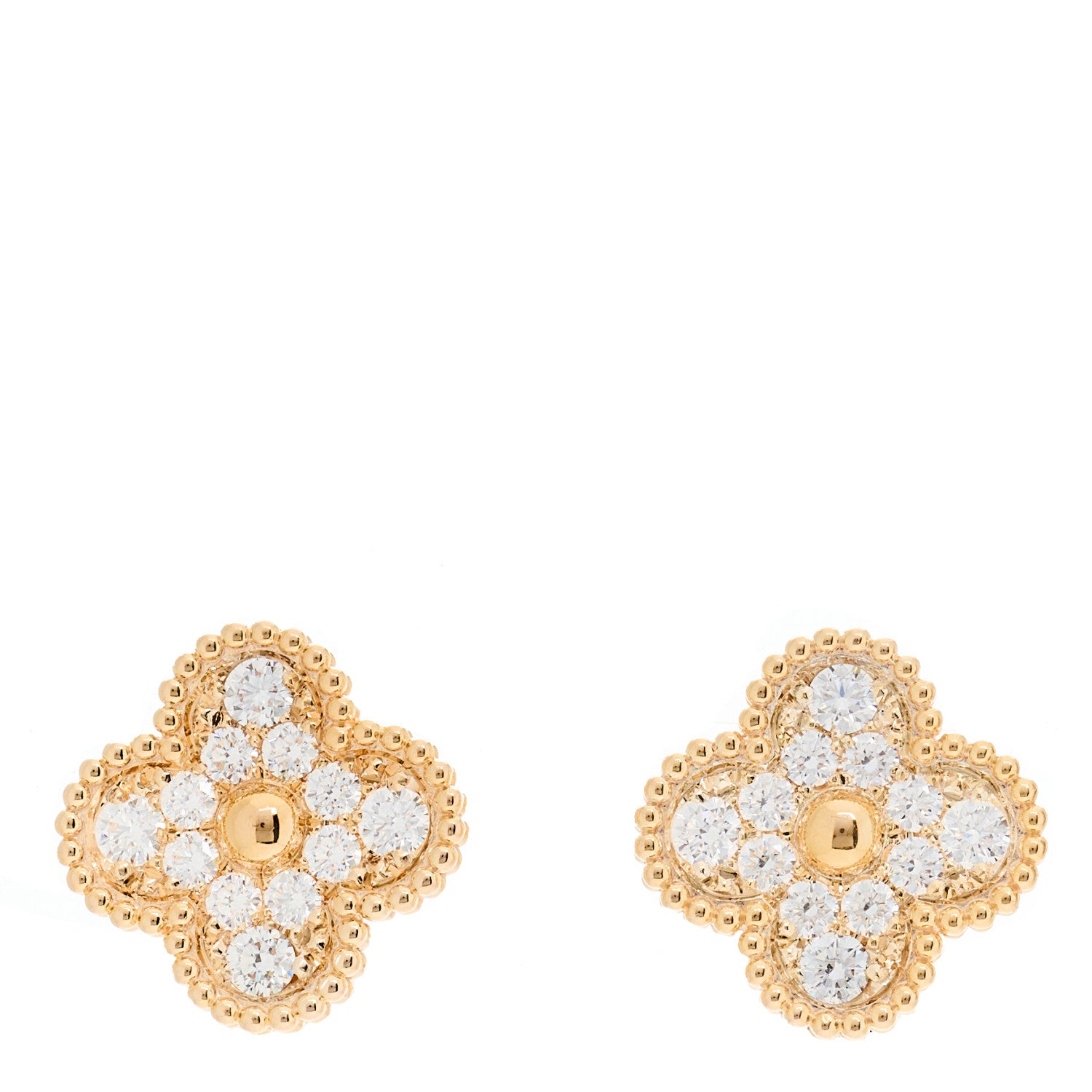 Van Cleef & Arpels 18K Rose Gold Diamond Vintage Alhambra Earrings 1 of 5