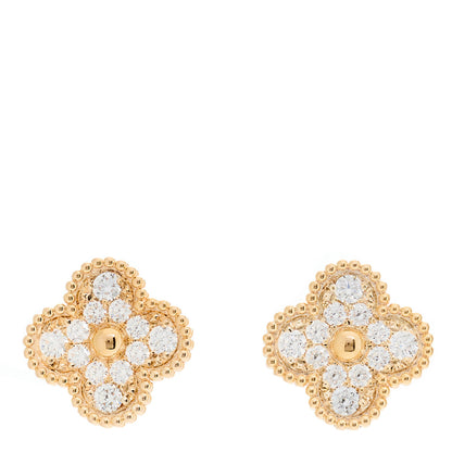 Van Cleef & Arpels 18K Rose Gold Diamond Vintage Alhambra Earrings 1 of 5
